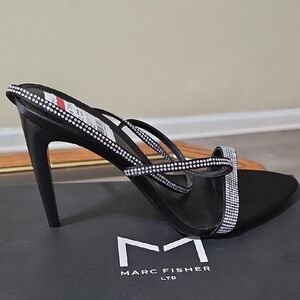 Marc Fisher Black Heels with Silver Accents